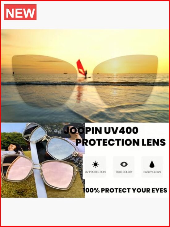 Oversized Cateye Sunglasses UV Protection Mirrored Lens Metal Frame 2 Pack main image 6